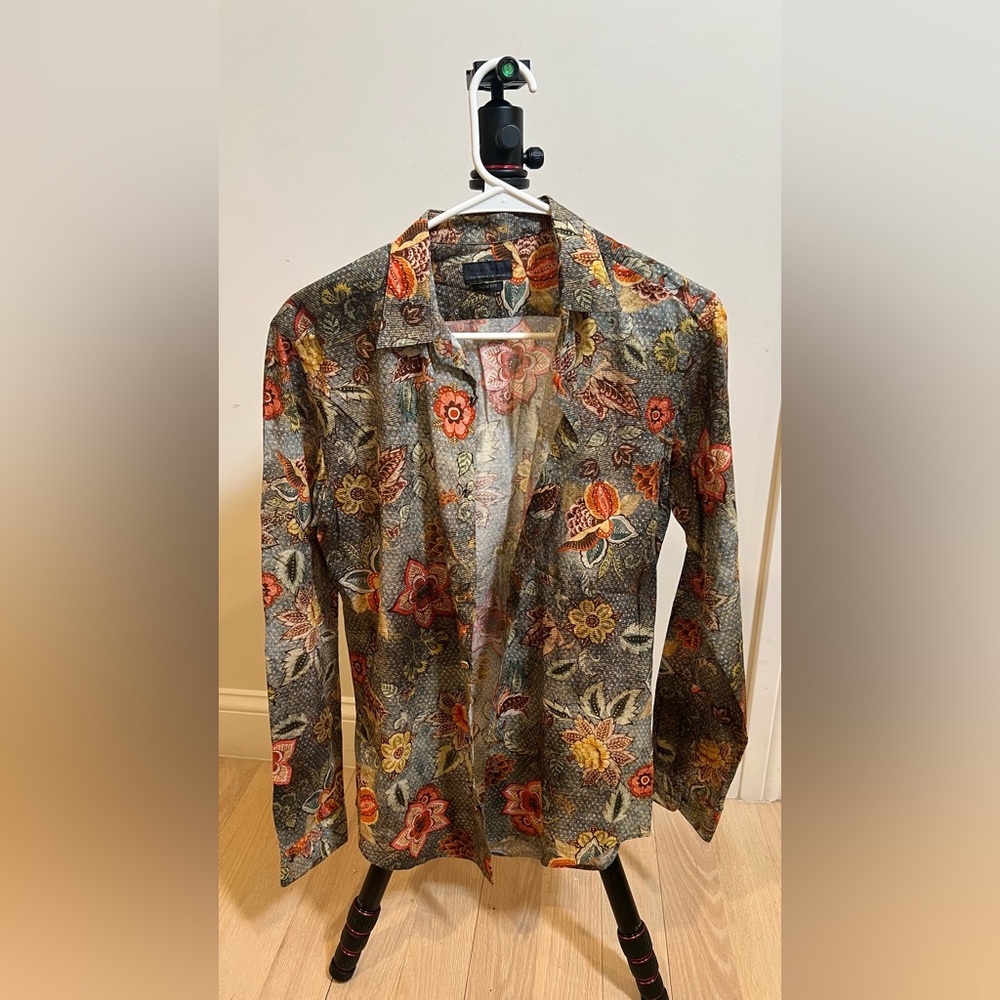 Zara Man Slim Fit Sheer Floral Button-Up Shirt
